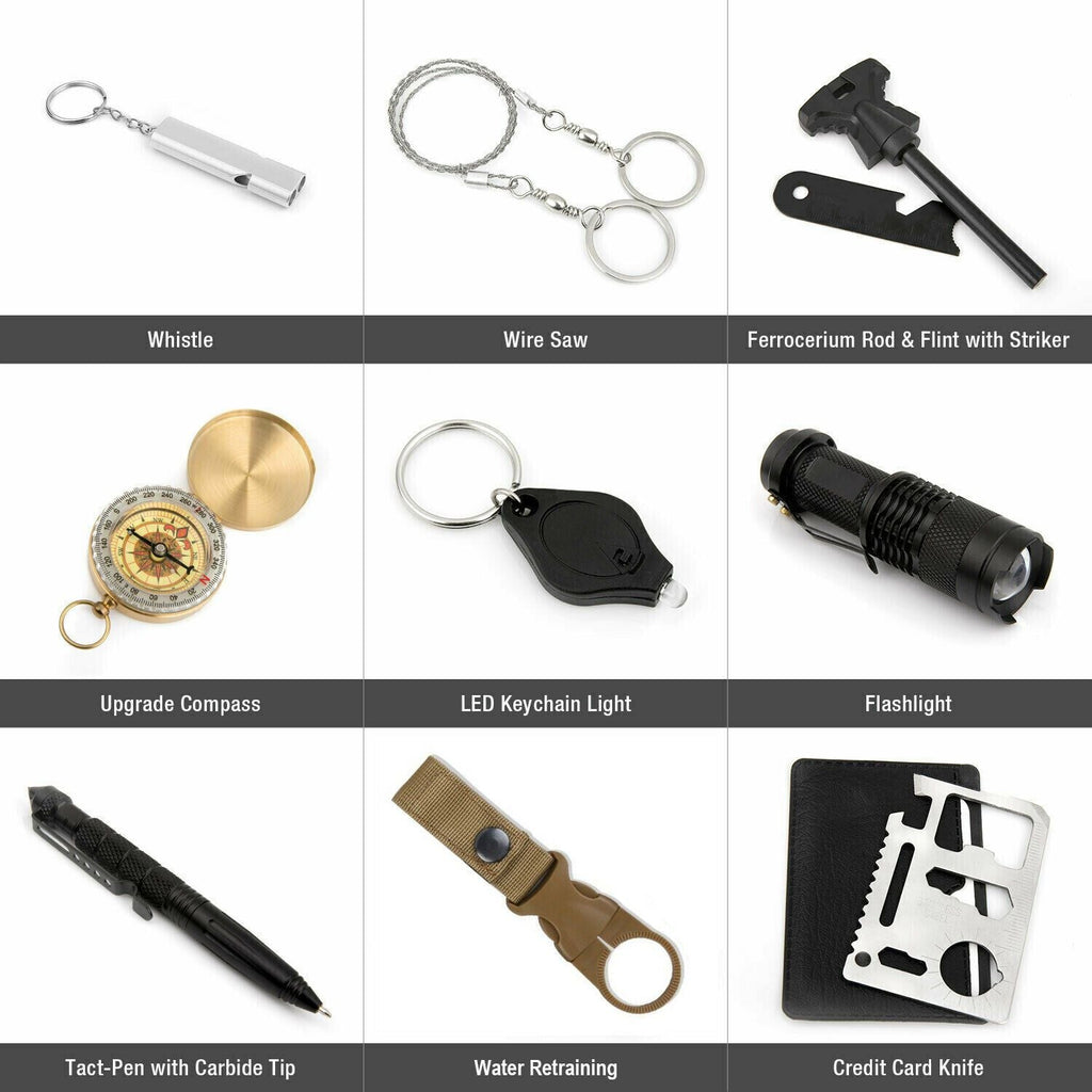 Kit di Sopravvivenza 14 in 1 per All Aperto Escursionismo e Sicurezza