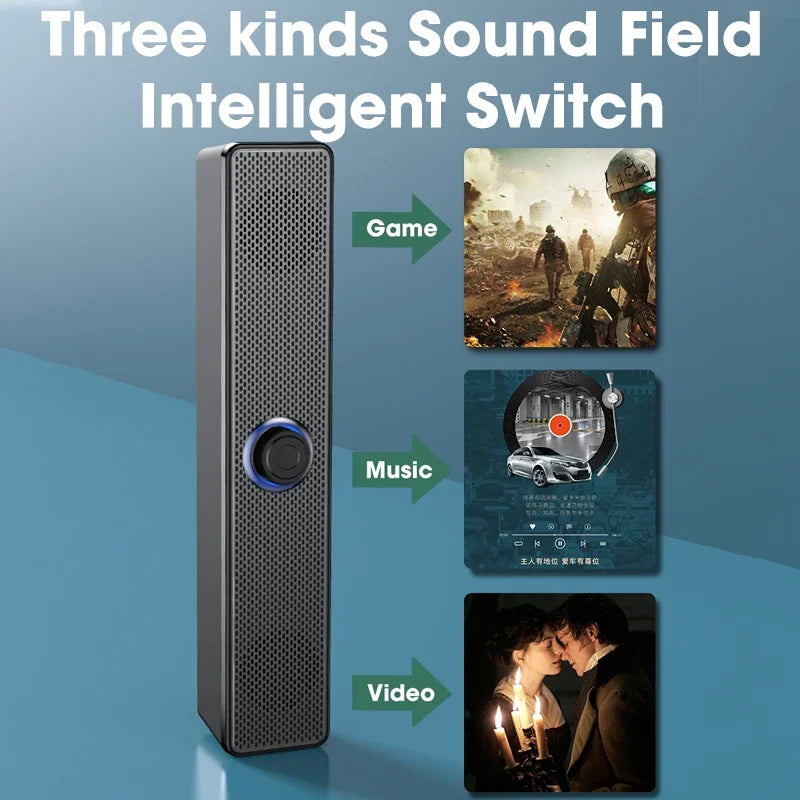 NNEOBA Soundbar Per PC Connettività USB E AUX 3,5 Millimetri 3D Audio Deep Bass
