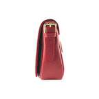 Borsa a Spalla in Vera Pelle Made in Italy - Tracolla Removibile - Fibbia Oro Lucido - Colore Rosso - 26x20x10 cm