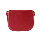 Borsa a Spalla in Vera Pelle Made in Italy - Tracolla Removibile - Fibbia Oro Lucido - Colore Rosso - 26x20x10 cm