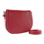 Borsa a Spalla in Vera Pelle Made in Italy - Tracolla Removibile - Fibbia Oro Lucido - Colore Rosso - 26x20x10 cm