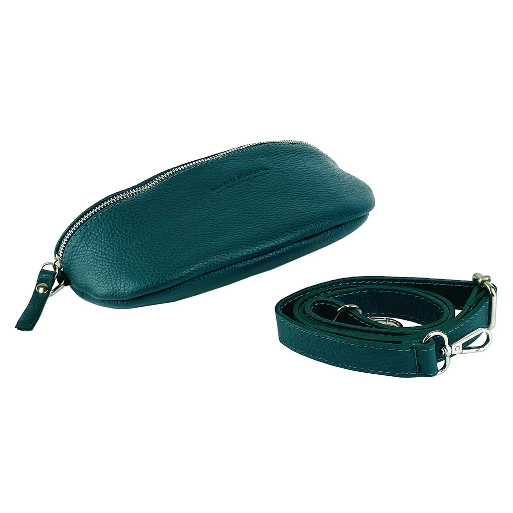 RB1015BZ | Fanny pack with removable shoulder strap in Genuine Leather Made in Italy. Polished Nickel metal snap hook attachments - Brassy color - Dimensions: 24 x 14 x 7