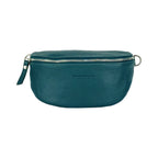 RB1015BZ | Fanny pack with removable shoulder strap in Genuine Leather Made in Italy. Polished Nickel metal snap hook attachments - Brassy color - Dimensions: 24 x 14 x 7