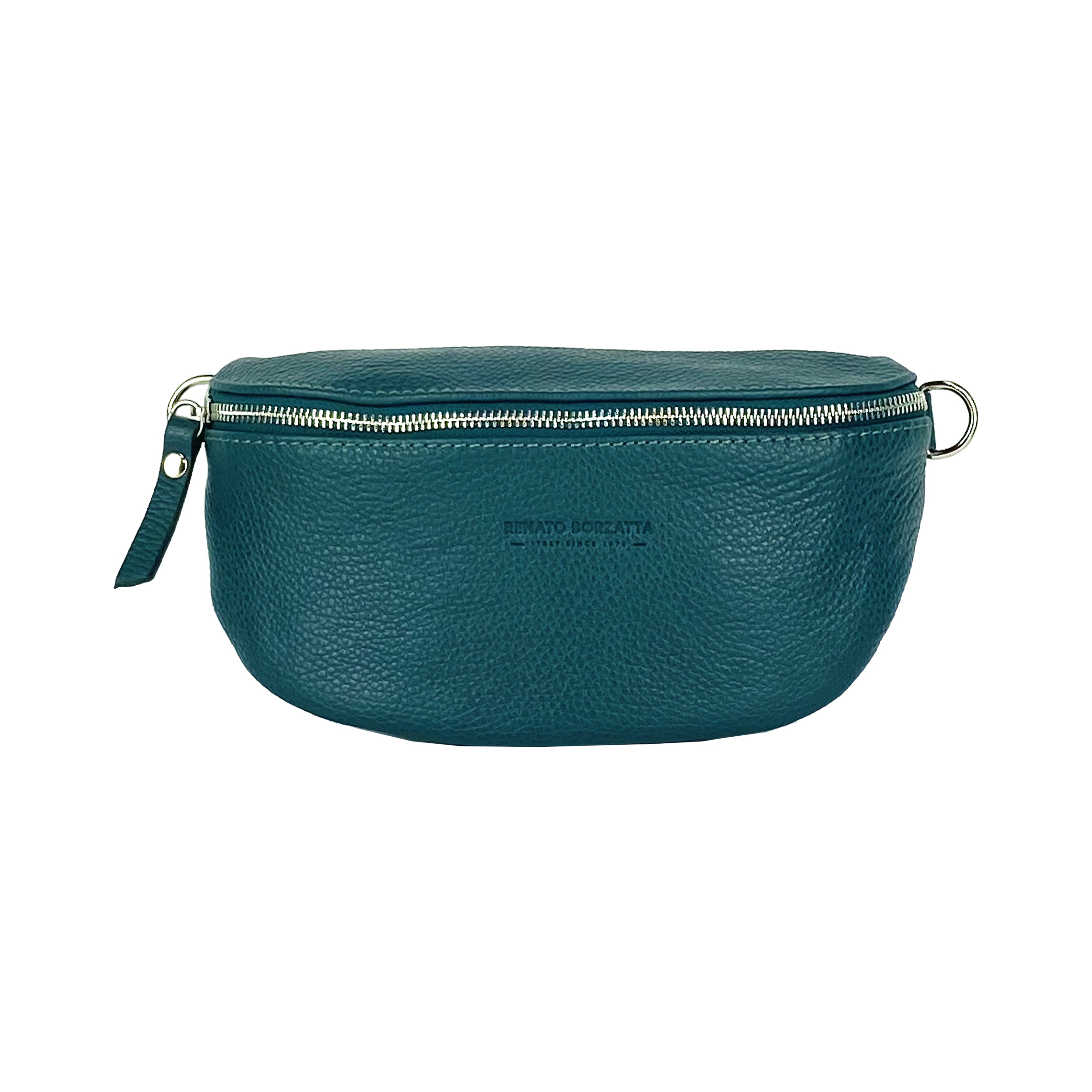 RB1015BZ | Fanny pack with removable shoulder strap in Genuine Leather Made in Italy. Polished Nickel metal snap hook attachments - Brassy color - Dimensions: 24 x 14 x 7