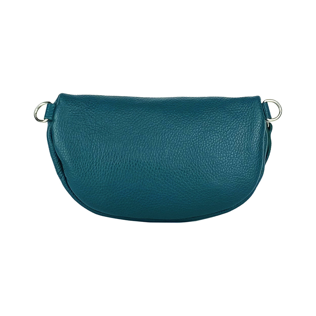 RB1015BZ | Fanny pack with removable shoulder strap in Genuine Leather Made in Italy. Polished Nickel metal snap hook attachments - Brassy color - Dimensions: 24 x 14 x 7