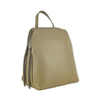 Zaino Doppio Scomparto in Vera Pelle Made in Italy - Tracolla Regolabile - Hardware Gunmetal - Colore Taupe - 26x30x14,5 cm