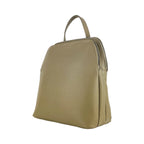 Zaino Doppio Scomparto in Vera Pelle Made in Italy - Tracolla Regolabile - Hardware Gunmetal - Colore Taupe - 26x30x14,5 cm