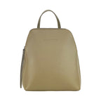 Zaino Doppio Scomparto in Vera Pelle Made in Italy - Tracolla Regolabile - Hardware Gunmetal - Colore Taupe - 26x30x14,5 cm