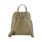 Zaino Doppio Scomparto in Vera Pelle Made in Italy - Tracolla Regolabile - Hardware Gunmetal - Colore Taupe - 26x30x14,5 cm