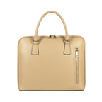 RB1019AQ | Cartella Business Unisex in Vera Pelle Made in Italy con tracolla removibile. Attacchi con moschettoni in metallo Nickel Lucido - Colore Taupe - Dimensioni: cm 37 x 29 x 6,5-2