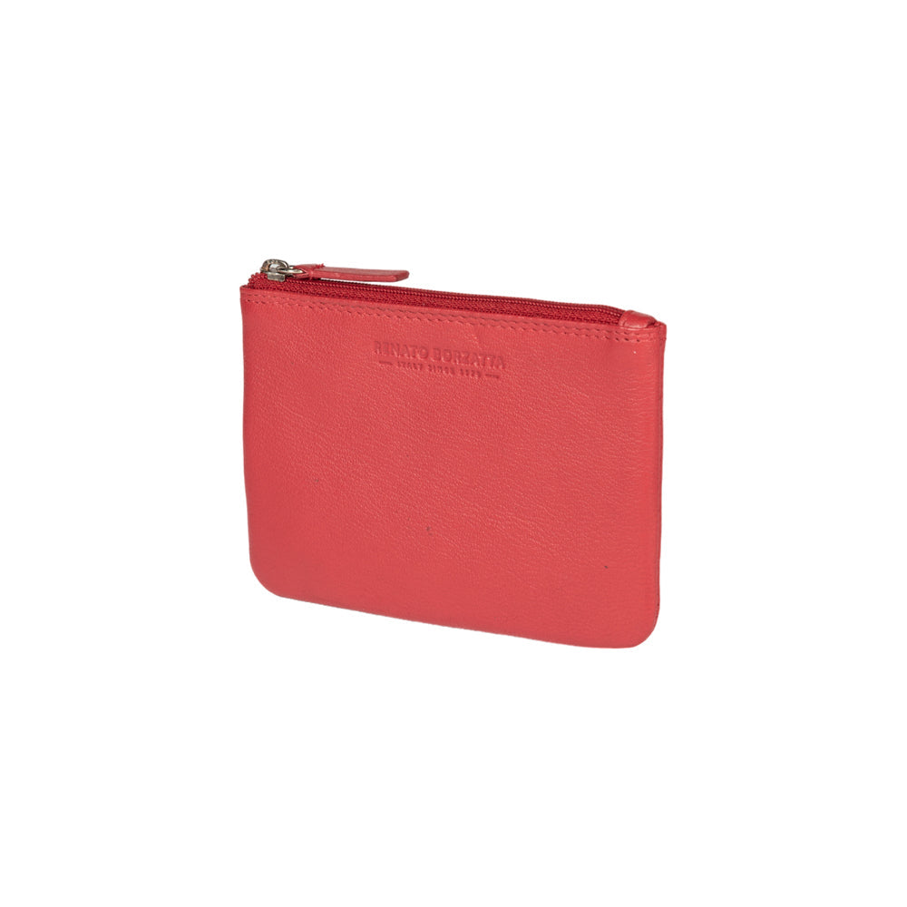 Portachiavi Portamonete Pelle Pieno Fiore Rosso Con Protezione RFID