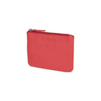 Portachiavi Portamonete Pelle Pieno Fiore Rosso Con Protezione RFID