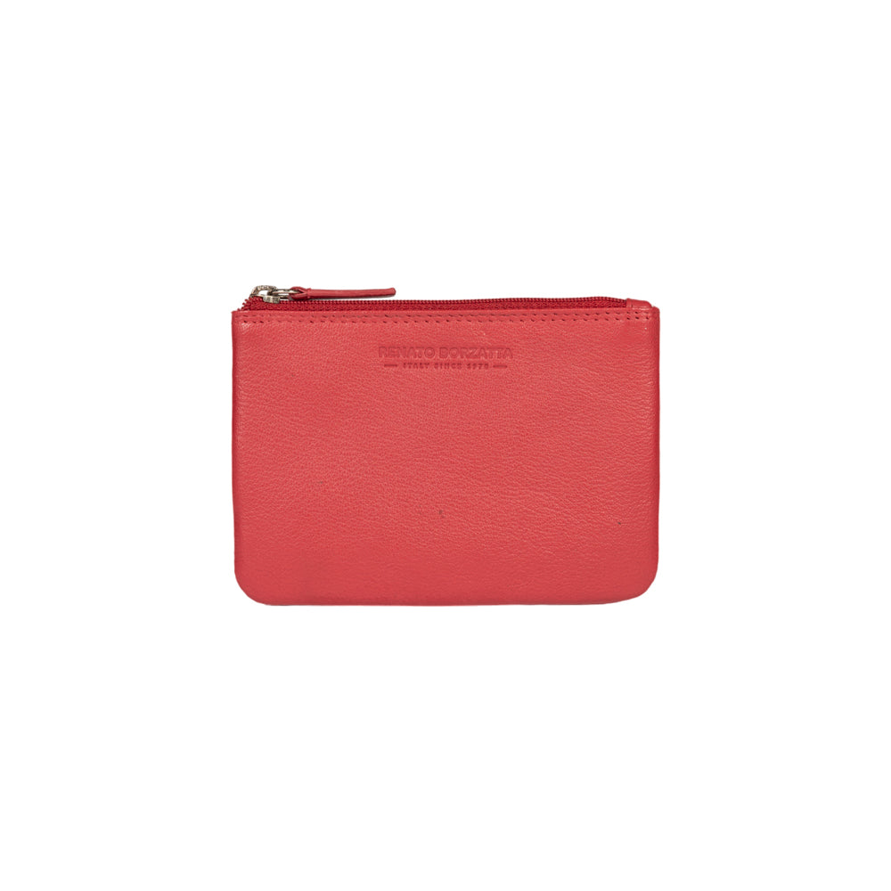 Portachiavi Portamonete Pelle Pieno Fiore Rosso Con Protezione RFID