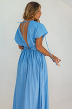 Rafina Dea Abito Maxi In Cotone Puro Con Maniche Raggruppate Elegante Conforto