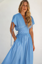 Rafina Dea Abito Maxi In Cotone Puro Con Maniche Raggruppate Elegante Conforto