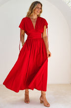 Abito Maxi In Cotone Popeline Traspirante Rafina Dea Con Maniche Arricciate