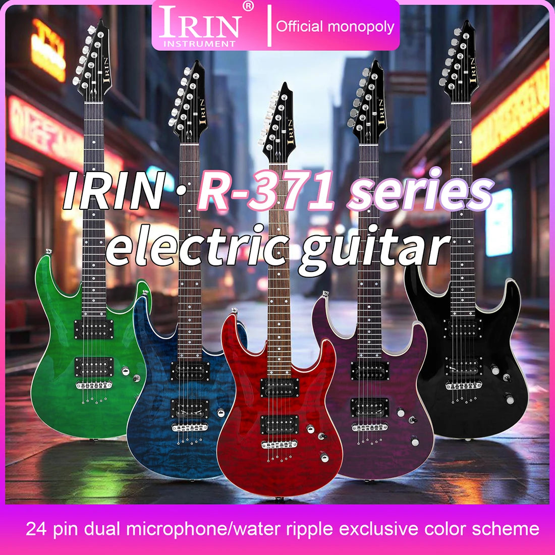 IRIN Chitarra elettrica a 6 corde 24 tasti Tecnologia corpo in acero Tastiera in legno Guitarra elettrica con cavo chiave per borsa