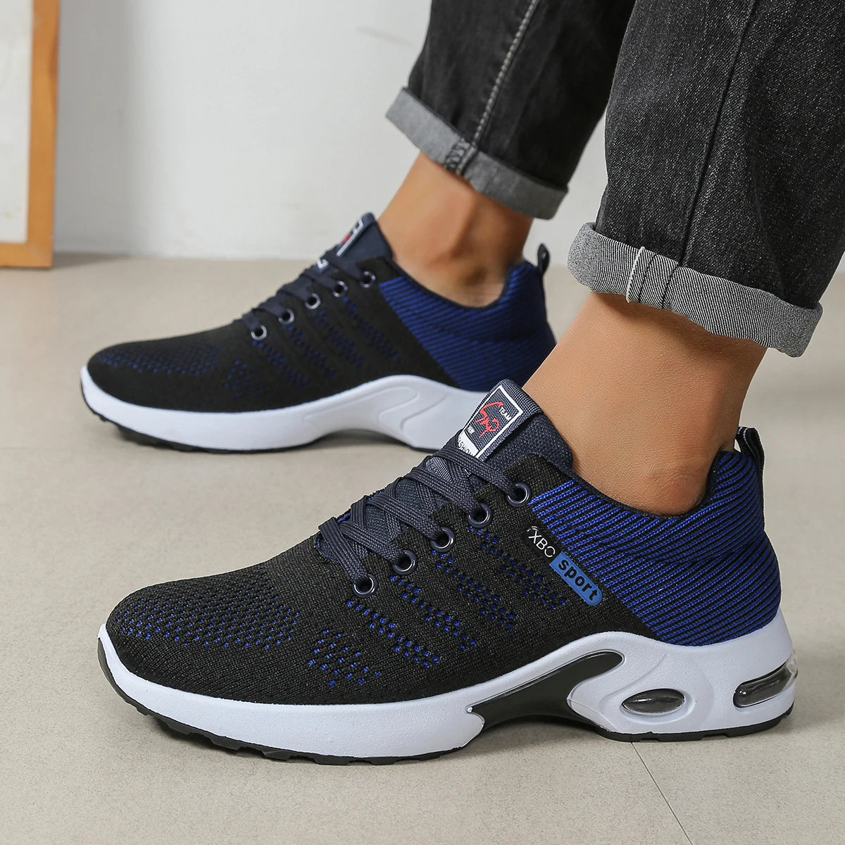 Scarpe sportive casual da uomo, scarpe sportive versatili con lacci in rete traspirante