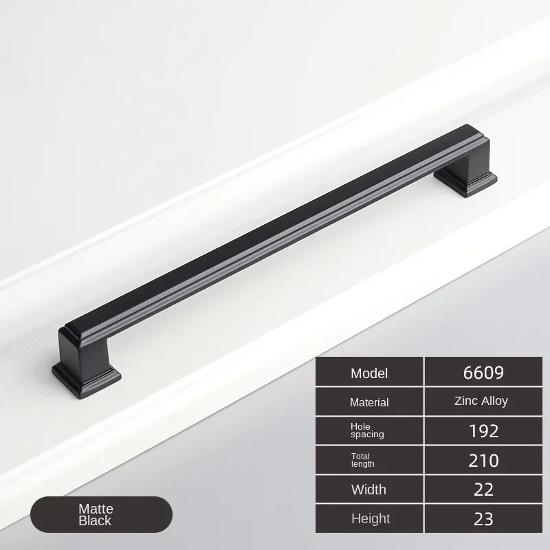 American Style Zinc Alloy Thick Solid Door Handle Drawer Pull Black Gold Wardrobe Cupboard Bedside Table Handle Cabinet Pulls