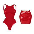 2026 2 Pezzi Costume da Bagno Intero Sexy da Donna, Monokini a Vita Alta Push-Up, Tinta Unita, Abbigliamento da Spiaggia