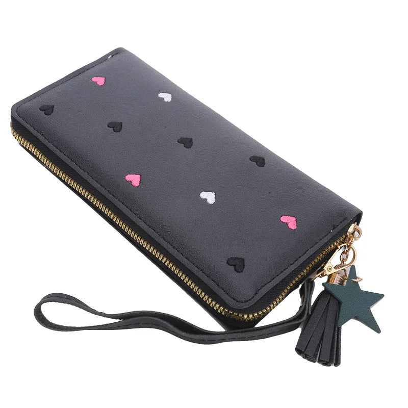Portafogli lunghi da donna Portafogli di lusso con cuore d'amore per porta carte da tasca per soldi da donna Portafogli femminili Pochette per telefono