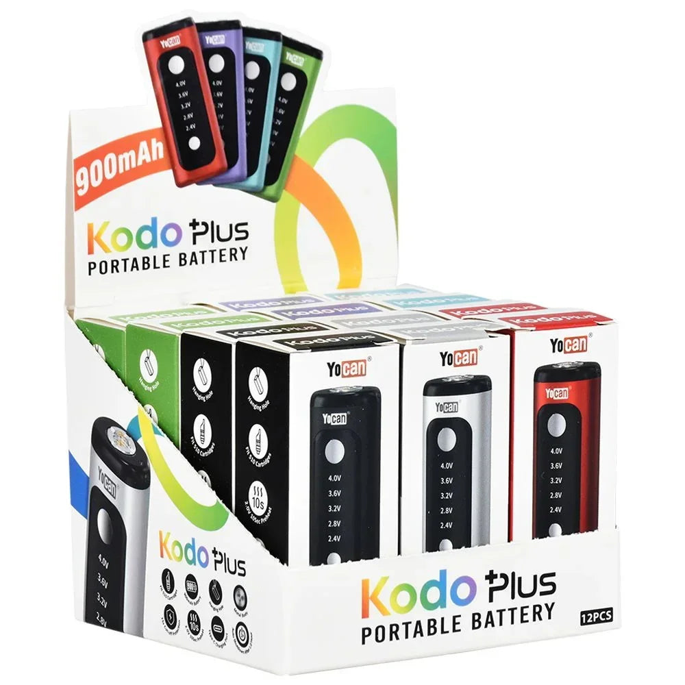 12 pz Originale Yocan Kodo Plus Box Mod 900 mah Preriscaldamento Penna Vape a Tensione Variabile Portatile 510 Batteria per Cartucce Vaper Carrelli