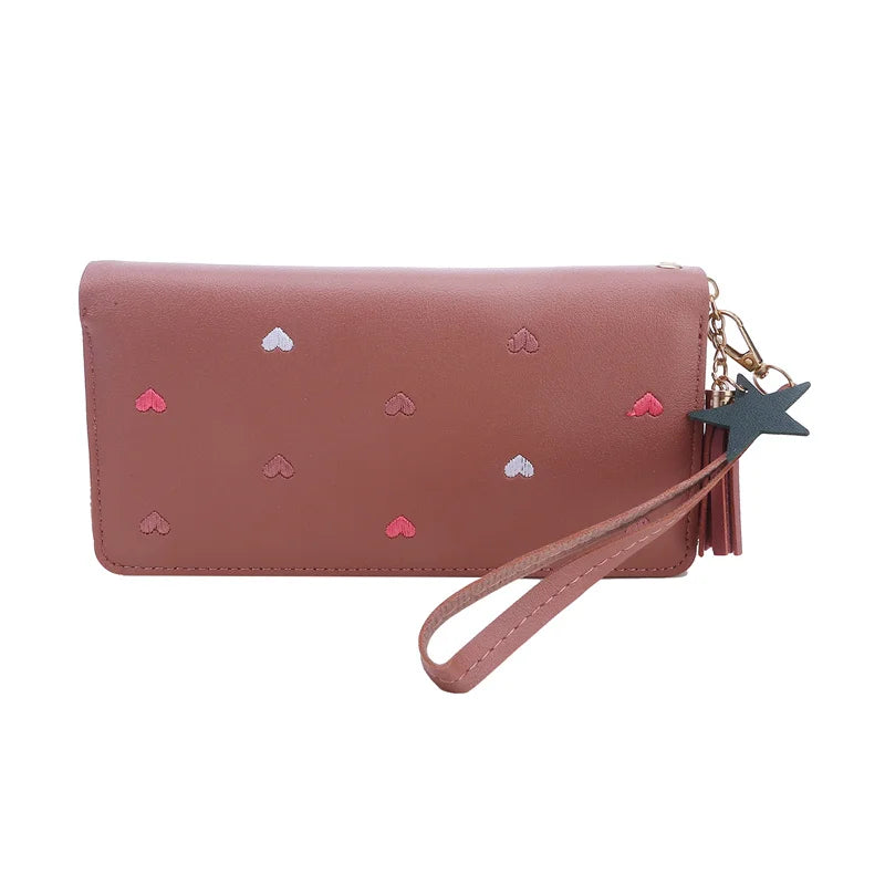 Portafogli lunghi da donna Portafogli di lusso con cuore d'amore per porta carte da tasca per soldi da donna Portafogli femminili Pochette per telefono