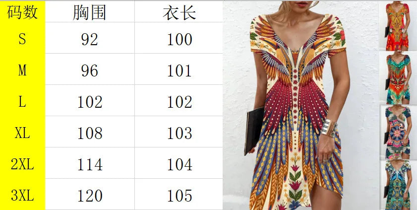 Abiti da donna 2026 estivi casual con stampa floreale e geometrica, vestito lungo a maniche corte, abbigliamento femminile, vestiti