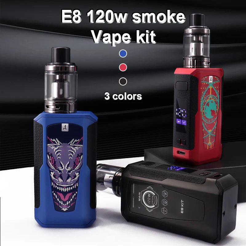 Smoke E5 Kit 120W Vape Box Mod con atomizzatore serbatoio Pod da 2.5ml 1800mAh batteria integrata schermo OLED sigaretta elettronica vaporizzatore penna Vape