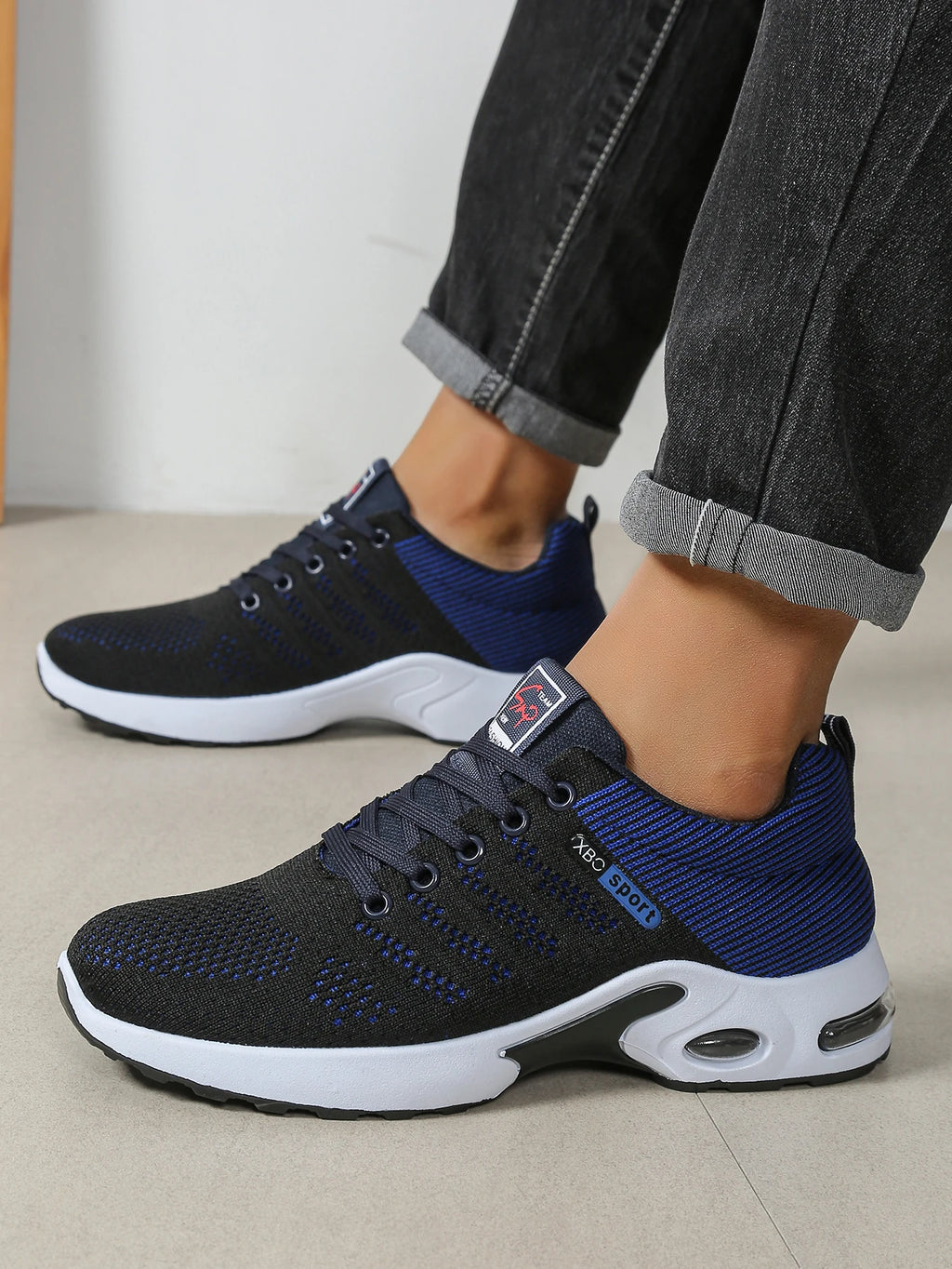 Scarpe sportive casual da uomo, scarpe sportive versatili con lacci in rete traspirante