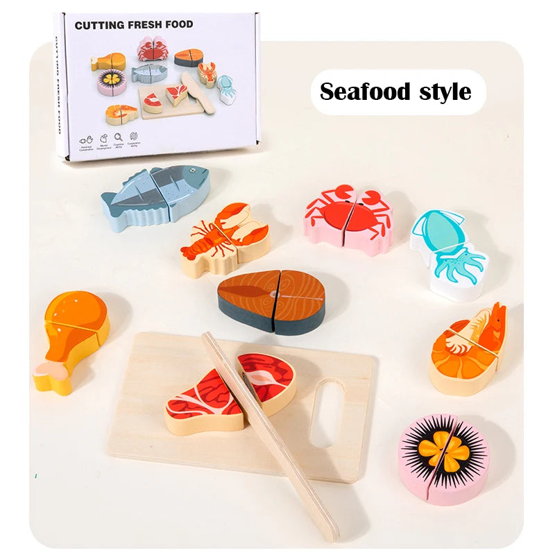 Set da cucina per bambini Simulazione in legno Taglio di frutta Verdura Giocattolo alimentare Fai finta di giocare Giocattoli educativi per bambini