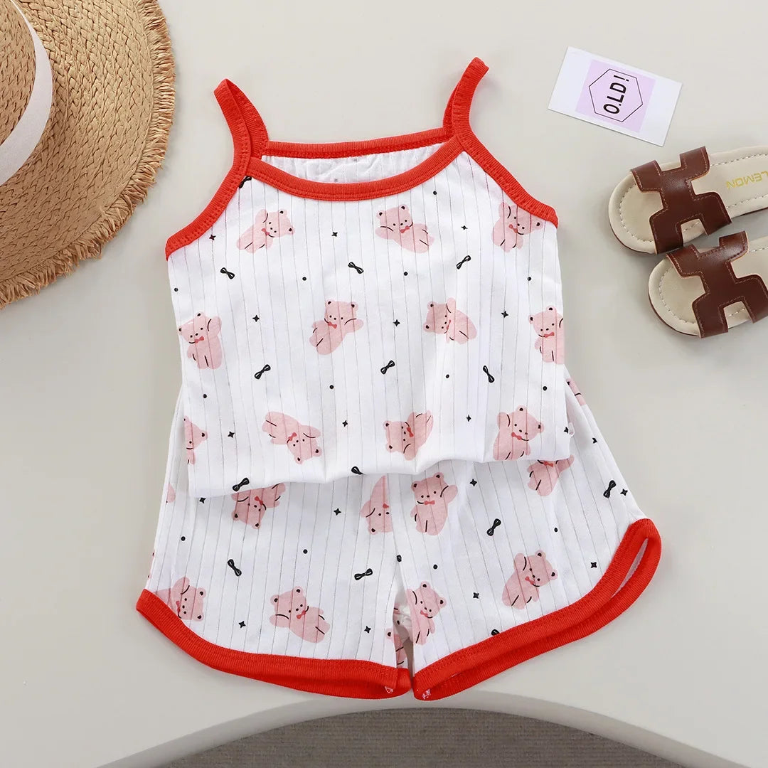 Completi in cotone con canotta e pantaloncini per neonata, set per il primo compleanno, abbigliamento estivo per neonata.