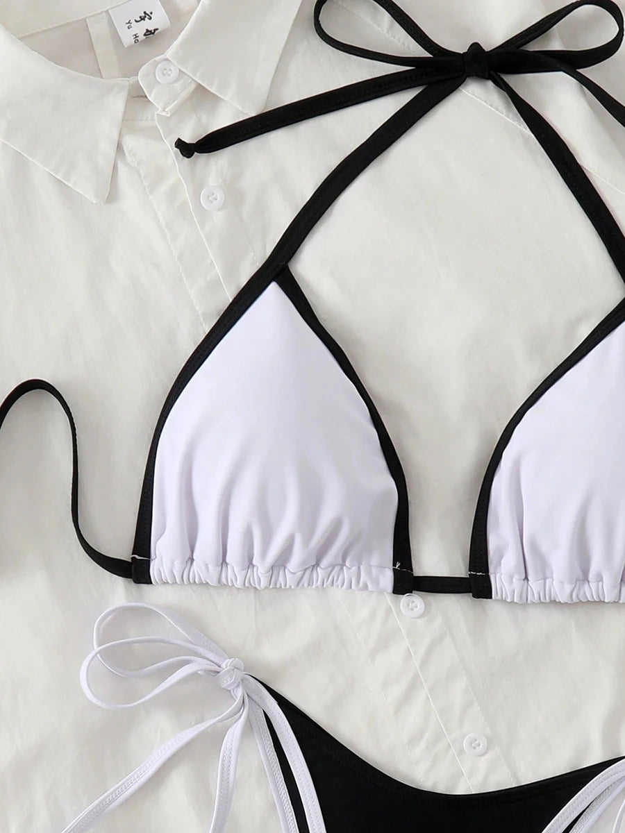 Il colore sexy a contrasto separa il micro bikini 2026 costume da bagno da donna costumi da bagno femminili mini perizoma bikini set costume da bagno a due pezzi
