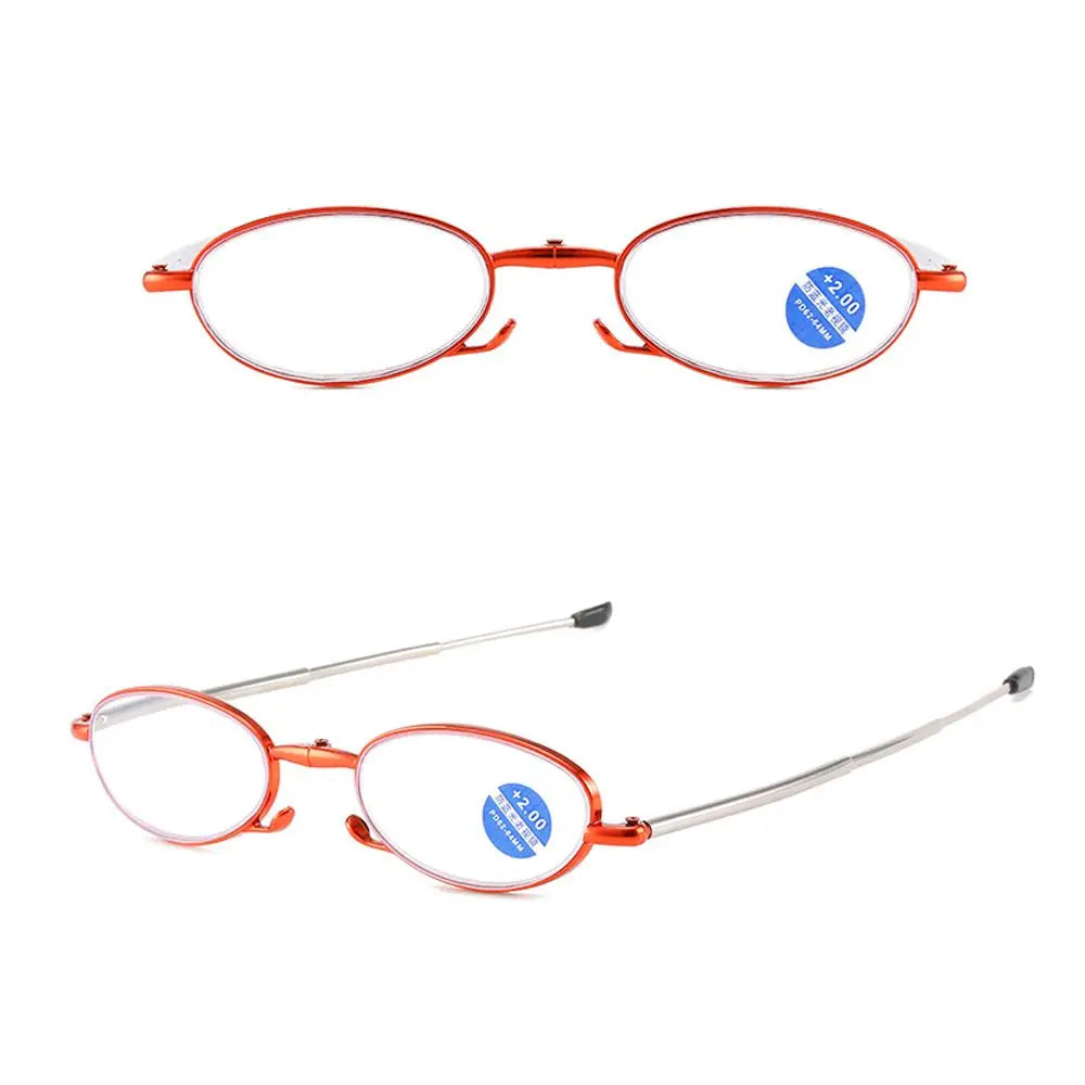 Occhiali da lettura portatili pieghevoli anti luce blu con custodia Donna Uomo Occhiali da presbite ultraleggeri Occhiali d'ingrandimento vintage