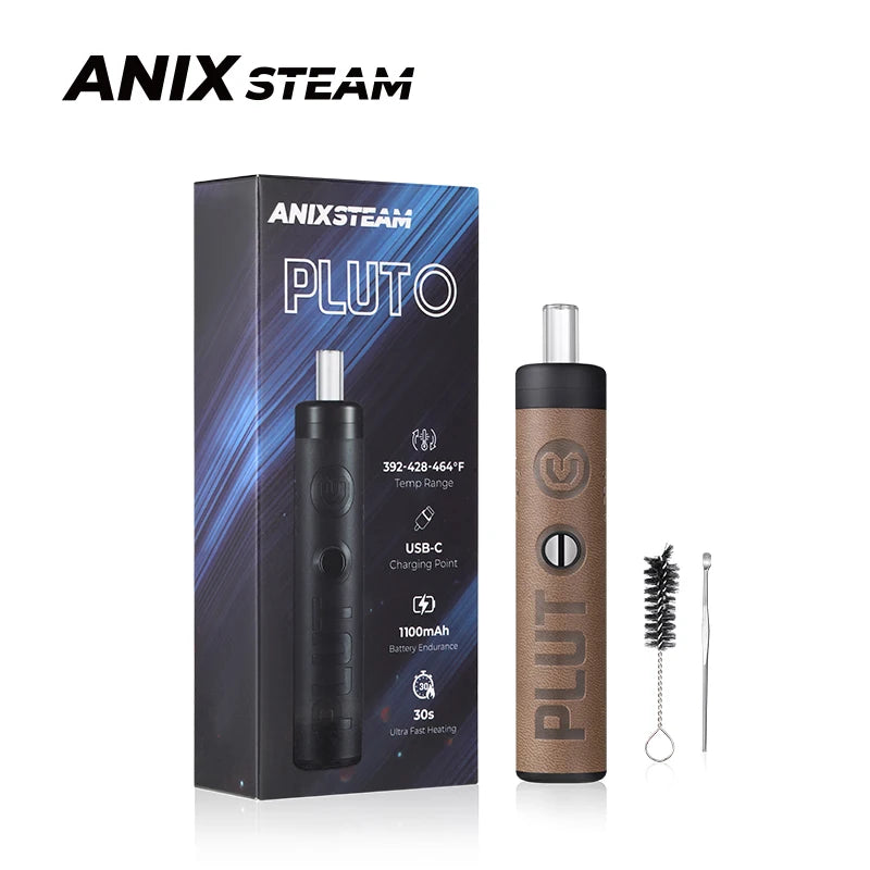 Anix-Steam Plutone Vaporizzatore per erbe secche 1100mAh Impostazione della temperatura a 3 velocità Kit sigaretta elettronica con camera di riscaldamento in acciaio inossidabile 304