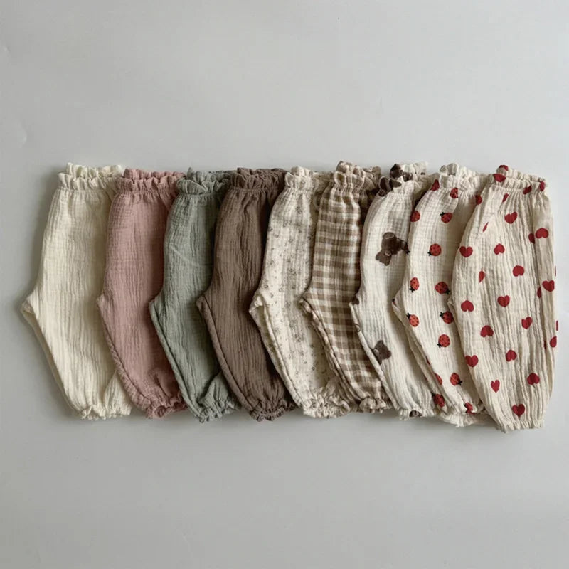 MILANCEL estate bambino pantaloni Casual 0-3T ragazze carino sottile stampa orso pantaloni floreali bambini ragazzi pantaloni larghi resistenti alle zanzare