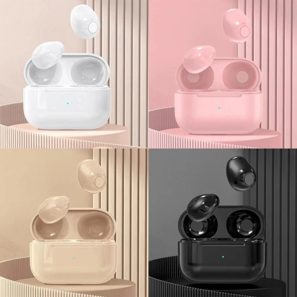 Mini cuffie per il sonno invisibili Auricolari wireless Bluetooth TWS con microfono Auricolari in-ear con cancellazione del rumore Cuffie sportive