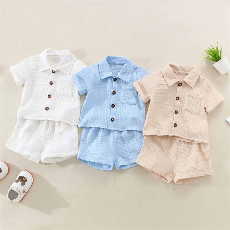 VISgogo 0-3 anni neonati maschi vestiti per ragazze set neonato manica corta t-shirt pantaloni corti estate tinta unita vestito Casual