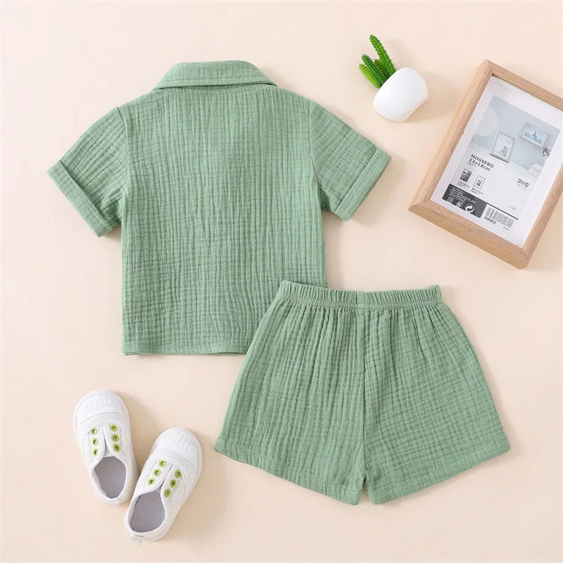VISgogo 0-3 anni neonati maschi vestiti per ragazze set neonato manica corta t-shirt pantaloni corti estate tinta unita vestito Casual
