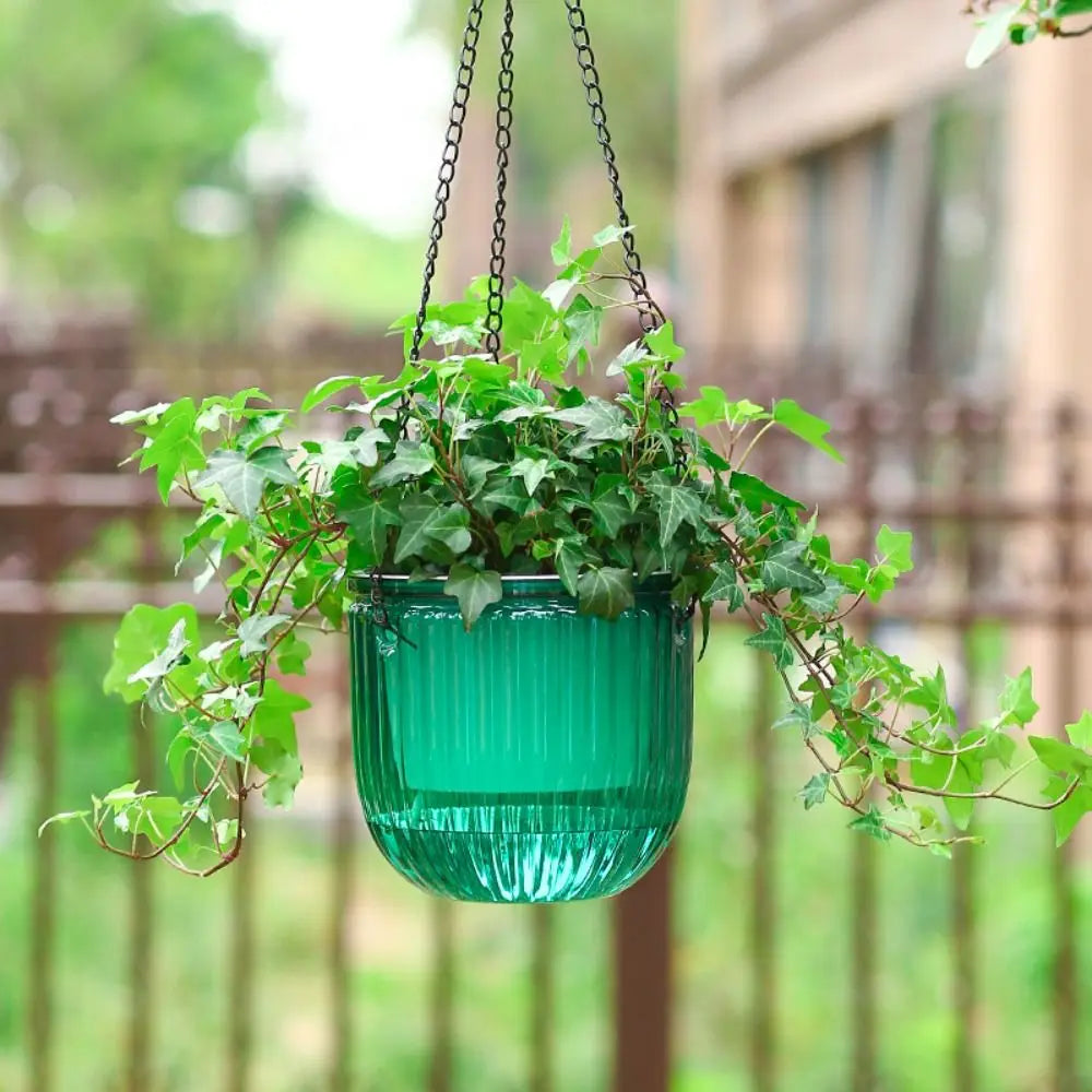 Decorazione da giardino Vaso da fiori autoirrigante con pianta a catena Vasi da fiori sospesi con fori di drenaggio Fioriera pigra Decorazioni per la casa