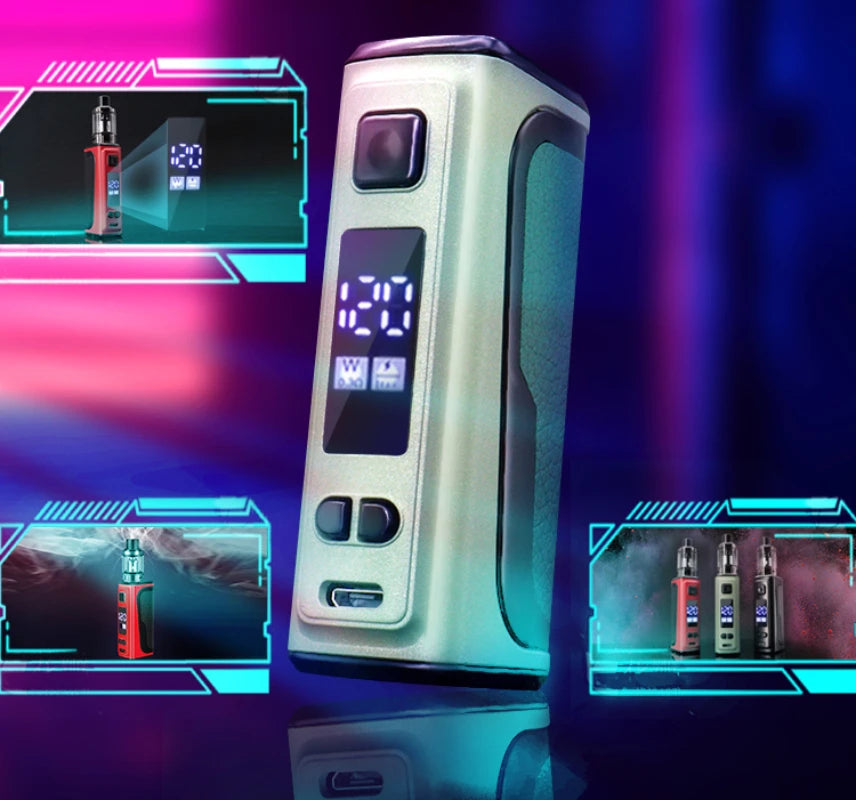 Kit sigaretta elettronica Vaporizzatore 120W Box Mod con serbatoio pod da 2,5 ml Atomizzatore Batteria incorporata 1800mAh Schermo OLED Fumo E5 Vape