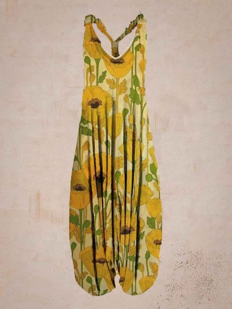 Tuta generale allentata bohémien a gamba larga Mandala etnico Stampa paisley vintage Pagliaccetti da donna Tutina harem senza schienale