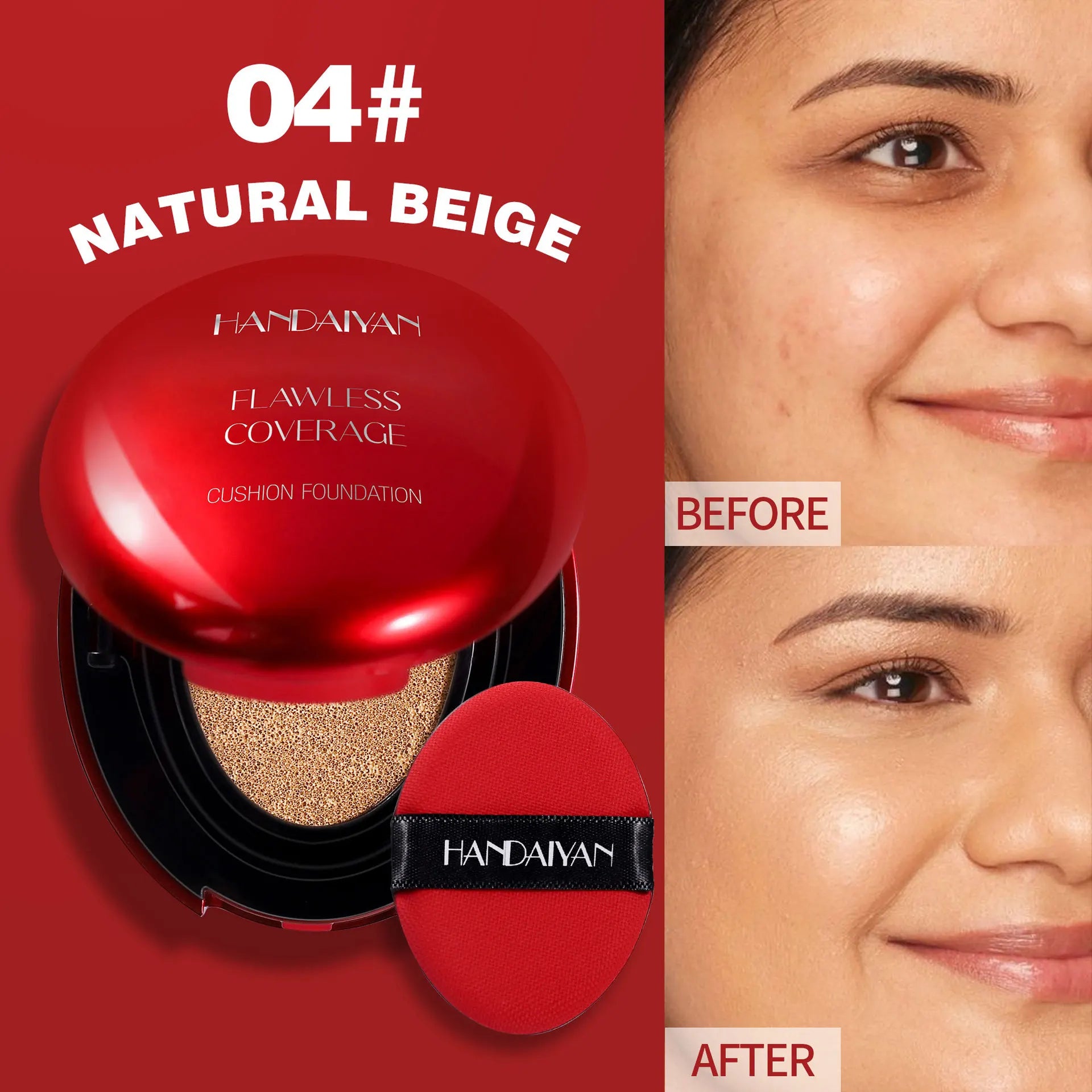 Fondotinta coreano Air Cushion - Correttore idratante naturale leggero Base per trucco a lunga durata per donna con controllo dell'olio sbiancante