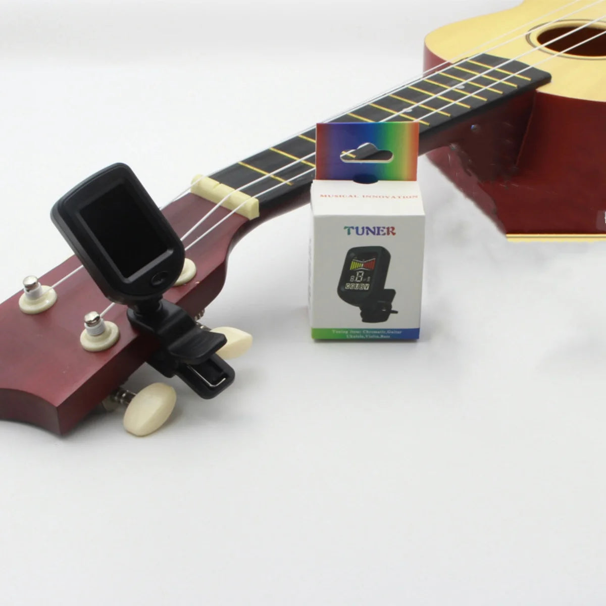 de guitarra para todos los instrumentos, sintonizador electrónico con Clip para guitarra, bajo, ukelele, violín, mandolina, banjo