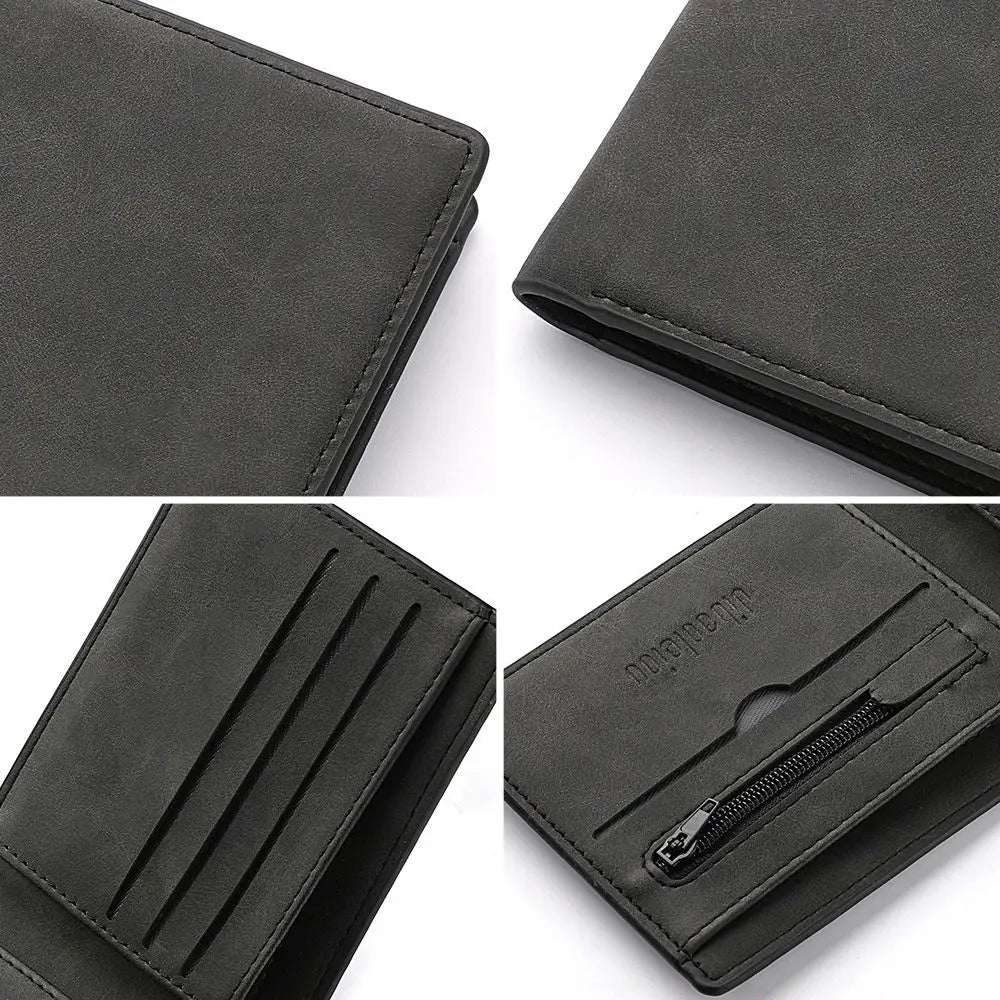 Portafoglio da uomo con slot multi-carta Portamonete pieghevole di grande capacità Portamonete corto in pelle PU