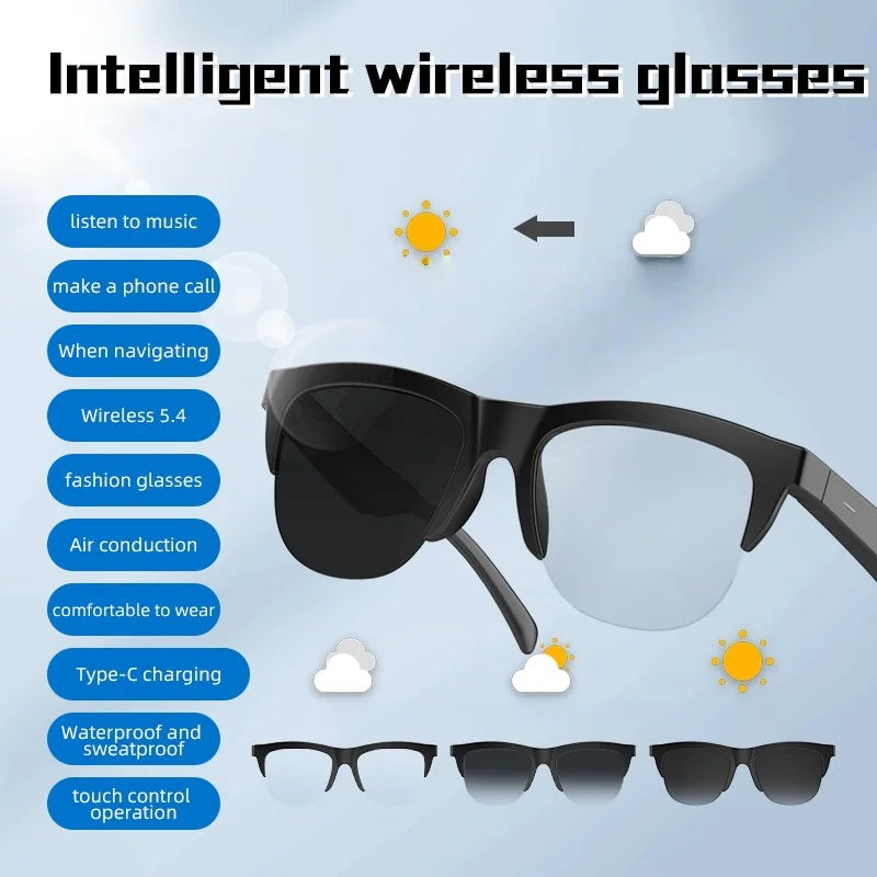 2025 Nuovi occhiali audio Bluetooth intelligenti - Lenti fotocromatiche Altoparlanti HD integrati per musica/chirchi Occhiali da sole wireless