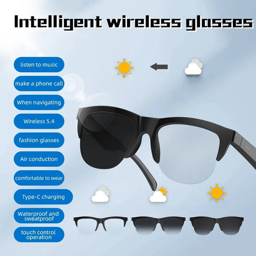 2025 Nuovi occhiali audio Bluetooth intelligenti - Lenti fotocromatiche Altoparlanti HD integrati per musica/chirchi Occhiali da sole wireless