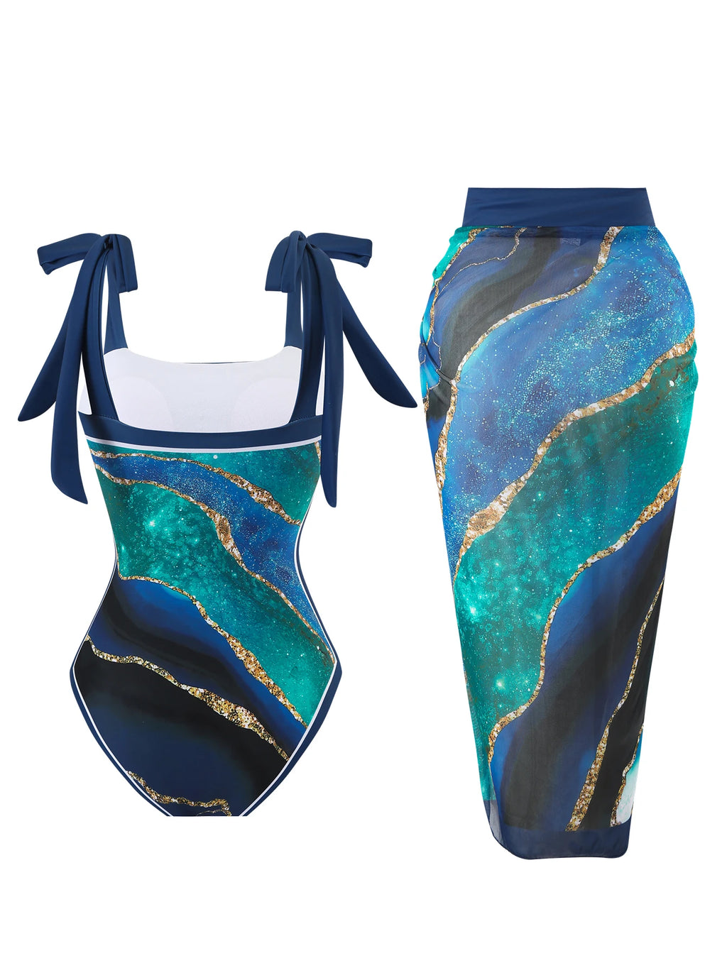 Costume da bagno bikini intero stampato digitale estivo nuovo su misura per donna Protezione solare conservatrice Gonna di garza monopezzo 2-P