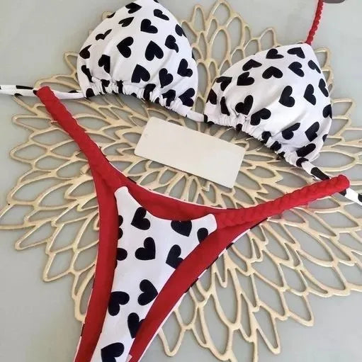Nuovo bikini da donna con stampa divisa, costumi da bagno, perizoma alla moda, per le vacanze al mare