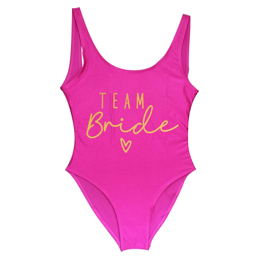 S-3XL Verde Stampa Team Sposa Costume intero Squad Donna Costumi da bagno Addio al nubilato Costume da bagno estivo Beatchwear Costume da bagno